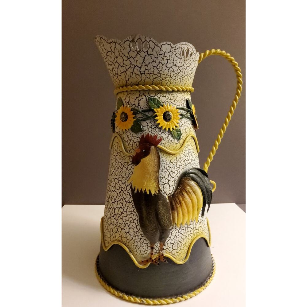 Handmade Farmhouse Metal Rooster Pitcher